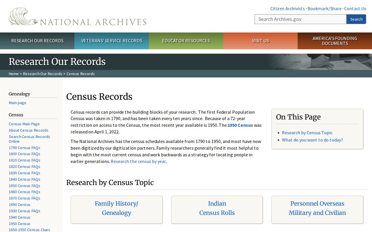 National Archives census research page used with Tucker city directories