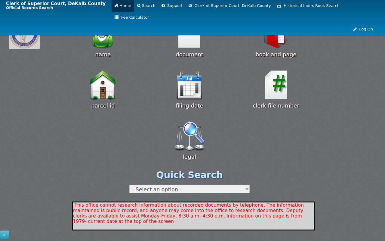 DeKalb LandmarkWeb deed index serving the Tucker residents directory