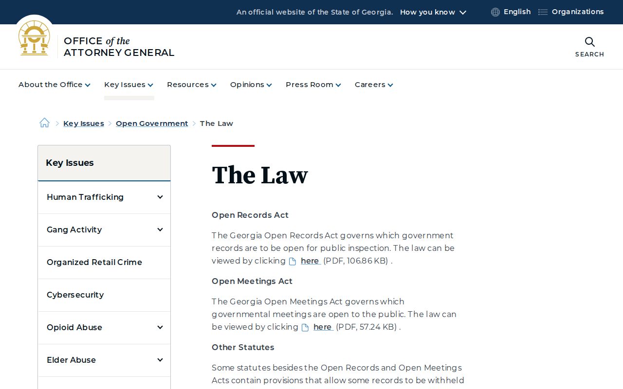 Georgia Open Records Act resource page used for Tucker requests