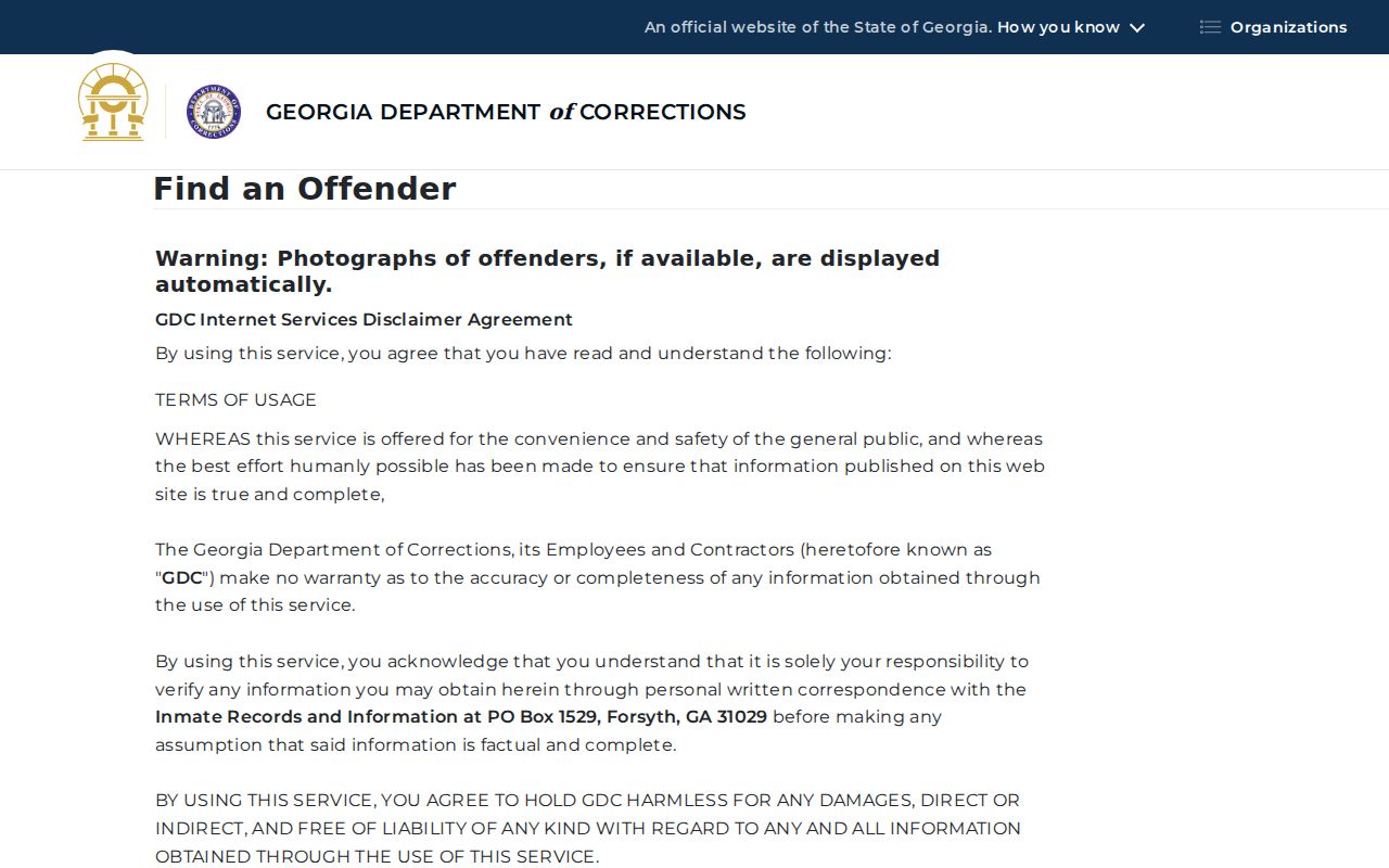 Georgia corrections query relevant to lawful Tucker neighbor safety research