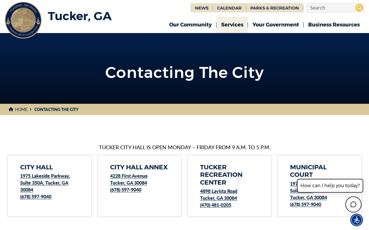 Tucker city staff directory search controls