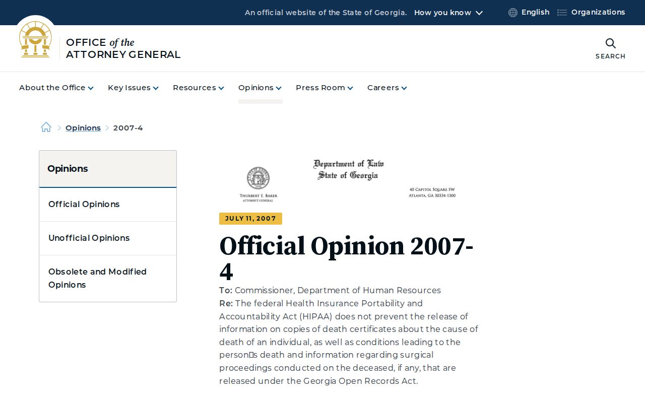 Georgia death certificate access opinion for Tucker previous residents