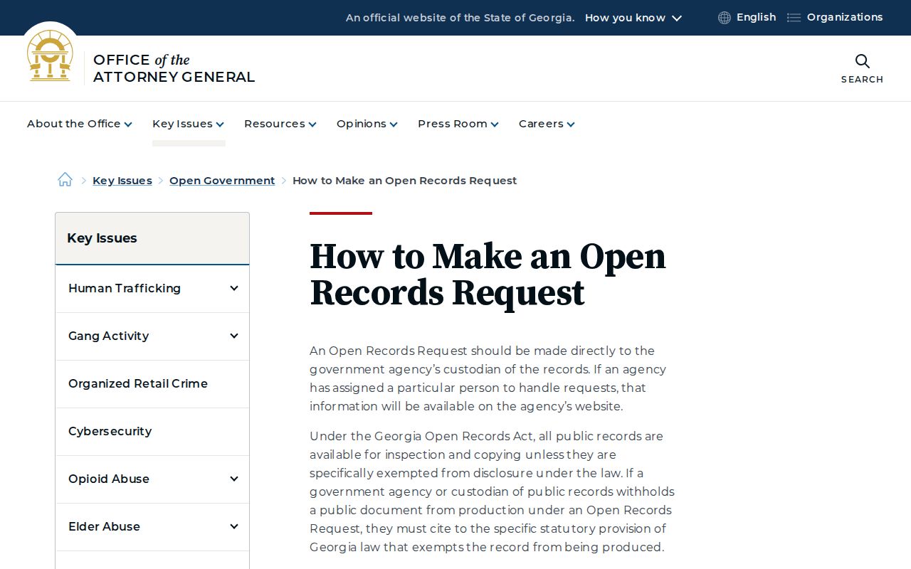 Georgia open records request guidance for Tucker previous resident files