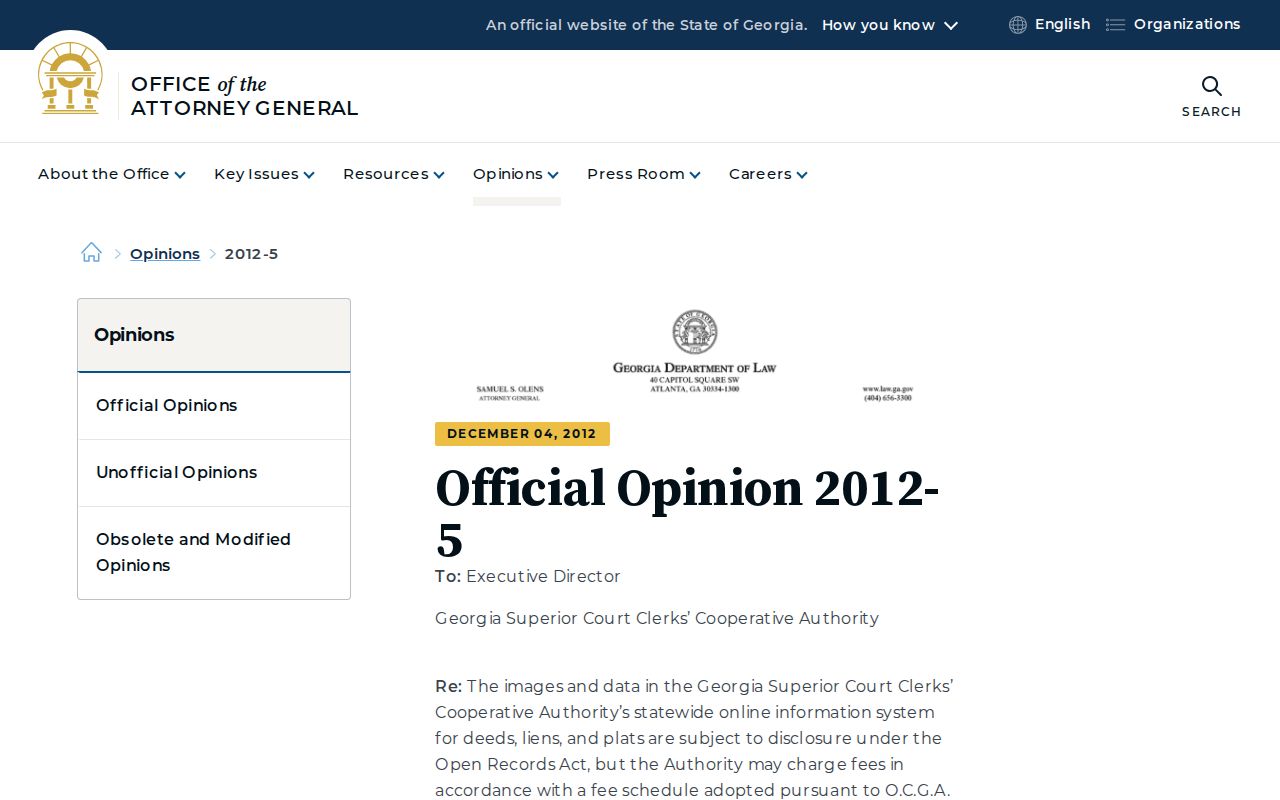 Georgia opinion on deed index access for Tucker previous residents