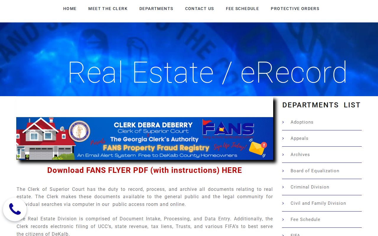DeKalb Superior Court Clerk real estate records page for Tucker deed research