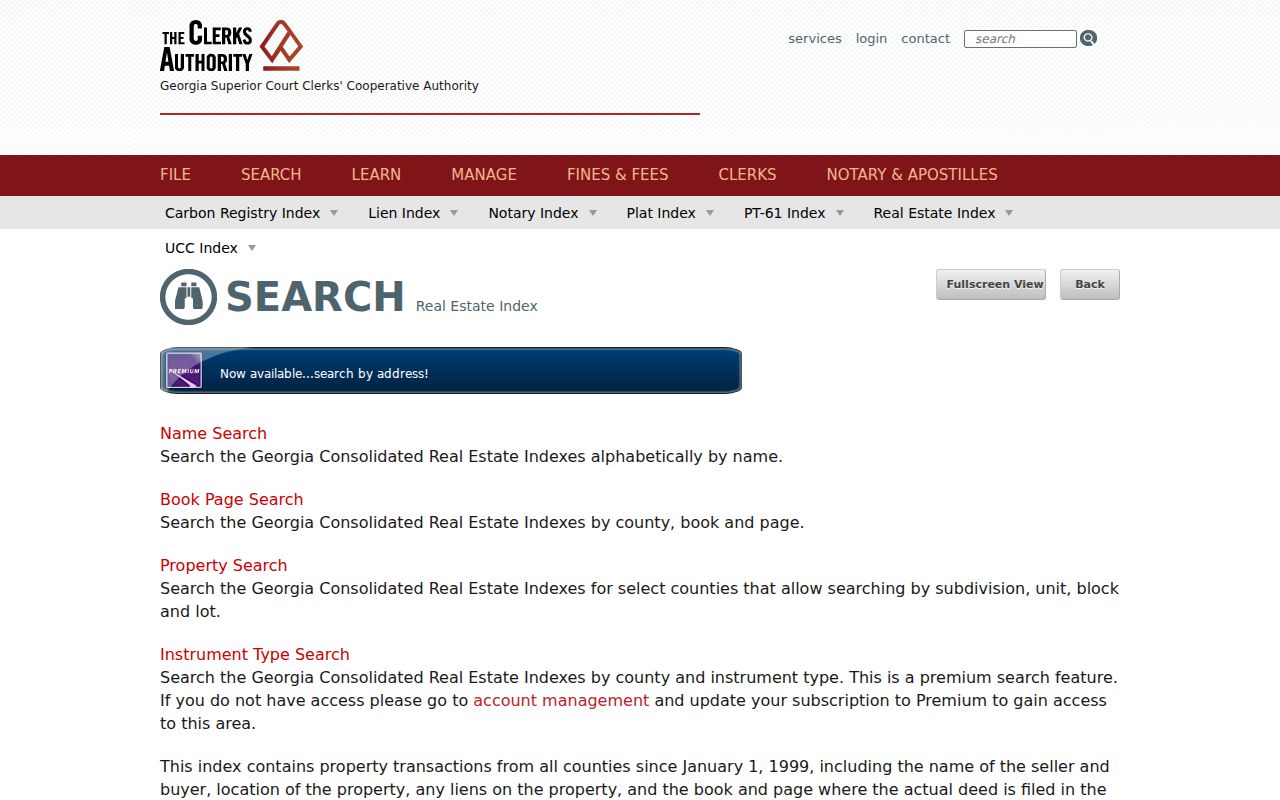Georgia GSCCCA real estate search used for Tucker street deed research